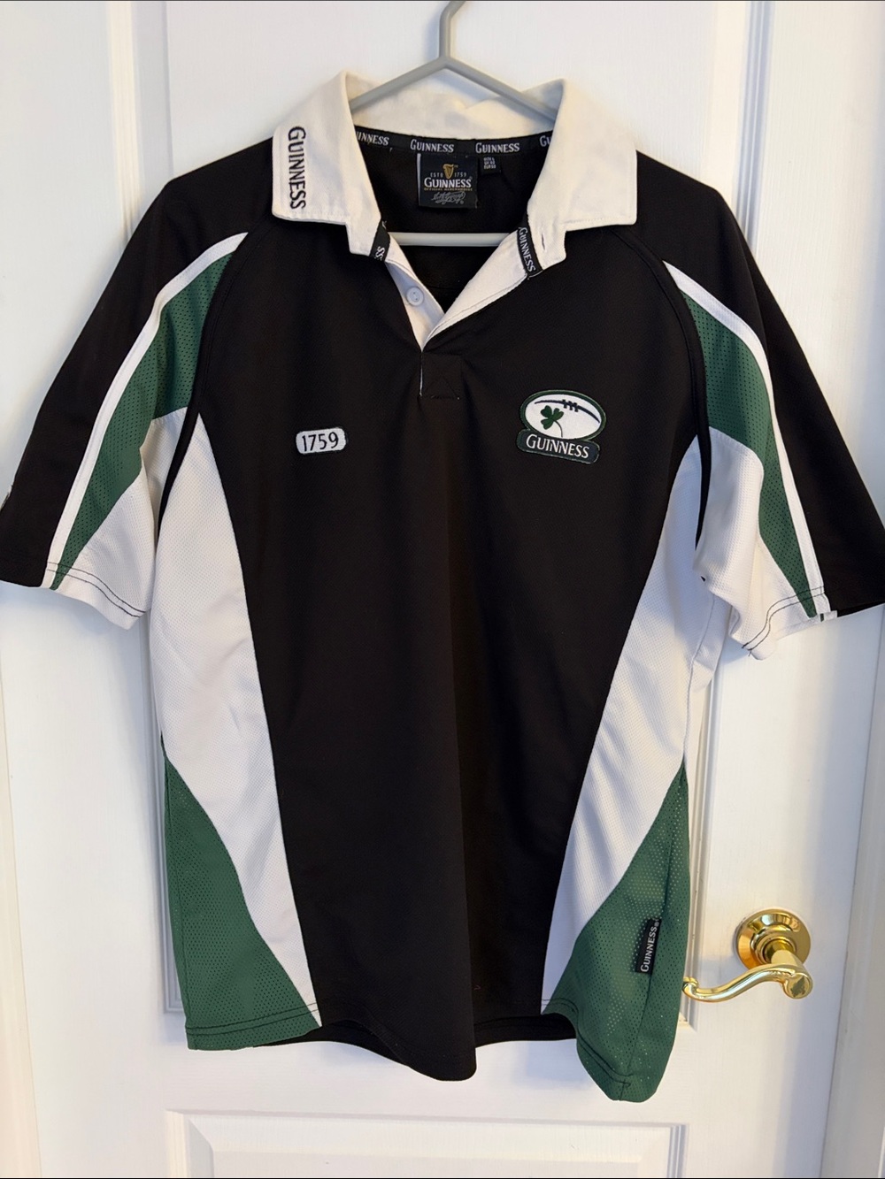 Guinness Black, Green & White Rugby Polo Shirt